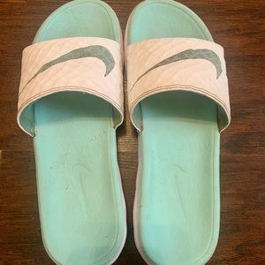 Teal Nike Slides Size 8